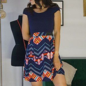 Love Fire Navy Blue Dress w/ Pockets Scoop Neck Short Sleeve